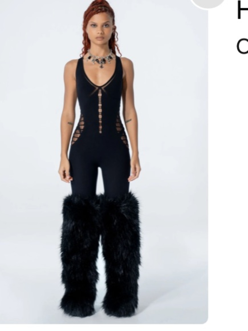 Black Faux Fur Moccasin Boots - Women's Plush Legwarmers